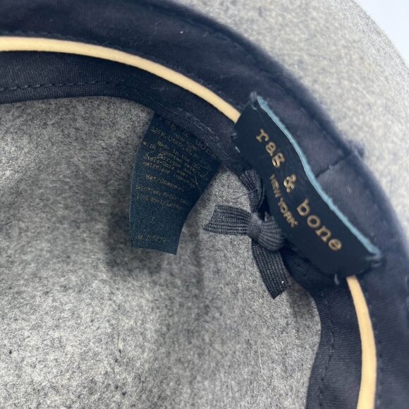 Grey Rag & Bone wool felt fedora hat with grey ribbon detail main image 5
